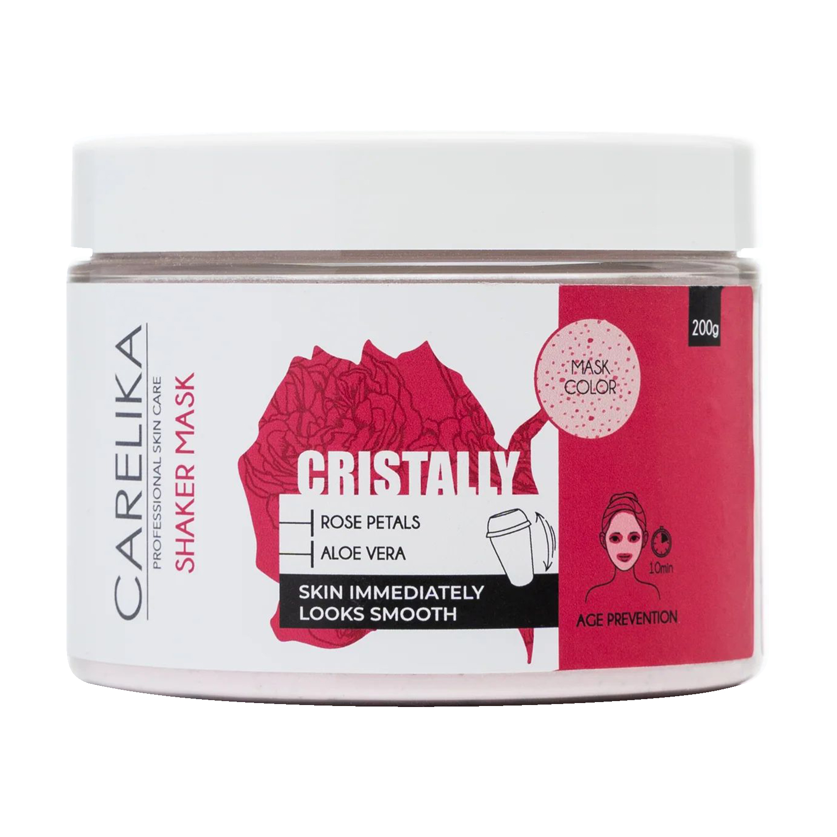 Уцінка! Маска-шейкер для обличчя Carelika Cristally Shaker Mask Rose Petals з пелюстками троянд, 200 г